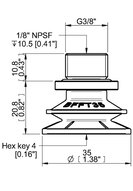 Przyssawka mieszkowa BFFT35P, PU60°/60°/30°, G3/8" zew. - 1/8" NPSF wew., (BFFT35P.5V.G82W) (0210566) - Piab
