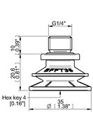 Przyssawka mieszkowa BFFT35P, PU60°/60°/30°, G1/4" zew., (BFFT35P.5V.G84W) (0210569) - Piab