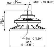 Przyssawka mieszkowa BFF80P, PU55°/60°, G1/4" wew., filtr siatkowy, (BFF80P.5R.G75MR) (0207259) - Piab