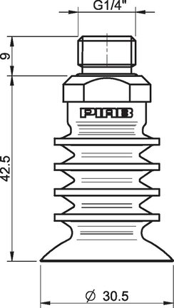 Przyssawka wielomieszkowa BL30-4, Silikon SIL 40°, G1/4", wysoki zew., bez filtra (S.BL30-4S40.G14MHF.00) (0118369) - Piab