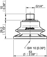 Przyssawka mieszkowa BFFT50P, PU60°/60°/30°, G1/4" zew., filtr siatkowy, (BFFT50P.5S.G79MR) (0207698) - Piab