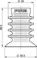 Przyssawka wielomieszkowa BL30-4, Silikon SIL 40°, FDA, bez filtra (S.BL30-4SF40.XXX.00) (0200436) - Piab
