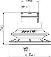 Przyssawka mieszkowa BFFT50P, PU60°/60°/30°, 3/8" NPT wew., filtr siatkowy, (BFFT50P.5S.N49MR) (0206519) - Piab