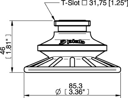Przyssawka mieszkowa BFF80P, PU55°/60°, T-slot, filtr siatkowy, (BFF80P.5R.T2MR) (0207258) - Piab