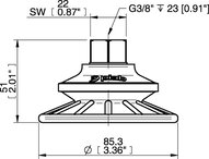 Przyssawka mieszkowa BFF80TP, złącze G1/4 wew., (BFF80TP.5S.G75MR) (0206694) - Piab