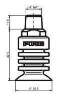 Przyssawka wielomieszkowa BL30-5, Silikon SIL 40°, NPT 1/4", wysoki zew., bez filtra (S.BL30-5S40.NT14MHF.00) (0124516) - Piab