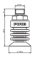 Przyssawka wielomieszkowa BL30-5, Silikon SIL 40°, FDA, G1/4", wysoki zew., bez filtra (S.BL30-5SF40.G14MHF.00) (9909651) - Piab
