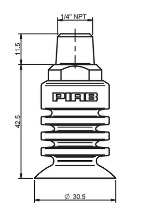 Przyssawka wielomieszkowa BL30-5, Silikon SIL 40°, FDA, NPT 1/4", wysoki zew., bez filtra (S.BL30-5SF40.NT14MHF.00) (9909652) - Piab