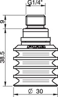 Przyssawka wielomieszkowa BL30-2, Silikon SIL 50°, FDA, NPT 1/4" zew., filtr siatkowy (S.BL30-2SF50.NT14M.01) (9909672) - Piab