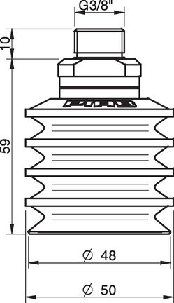Przyssawka wielomieszkowa BL50-2, Silikon SIL 50°, NPT 3/8" zew., filtr siatkowy (S.BL50-2S50.NT38M.01) (0101712) - Piab