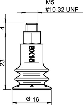 Przyssawka wielomieszkowa BX15P, PU60°, M5 zew., bez filtra (S.BX15P60.MM5M.00) (0124345) - Piab