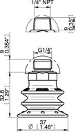 Przyssawka wielomieszkowa BX35, PU30°/60°, NPT 1/4" zew., zawór ster., podw.. przepł., dysk filtr. i filtr siatkowy (S.BX353060.NT14M.55) (9909193) - Piab