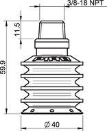 Przyssawka wielomieszkowa BL40-3, PU30°/70°, NPT 3/8", wysoki zew., bez filtra (S.BL40-3P3070.NT38MHF.00) (0112693) - Piab