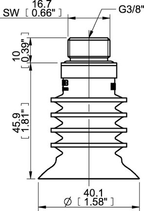 Przyssawka wielomieszkowa BL40-4, Silikon SIL 40°, FDA, G3/8", wysoki zew., bez filtra (S.BL40-4SF40.G38MHF.00) (9909647) - Piab