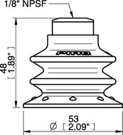 Przyssawka wielomieszkowa BX52P, PU30°/60°, NPSF 1/8" wew., dysk filtr. (S.BX52P3060.NS18F.02) (0104727) - Piab