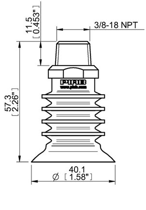 Przyssawka wielomieszkowa BL40-4, Silikon SIL 40°, FDA, NPT 3/8", wysoki zew., bez filtra (S.BL40-4SF40.NT38MHF.00) (9909648) - Piab