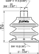 Przyssawka wielomieszkowa BXF90P, PU60°, G3/8" wew., filtr siatkowy, L=17 mm, (BXF90P.5Y.G78MR) (0209356) - Piab