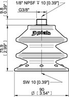 Przyssawka wielomieszkowa BXF90P, PU60°, G3/8" zew., filtr siatkowy, (BXF90P.5Y.G69MR) (0207742) - Piab