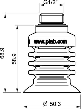 Przyssawka wielomieszkowa BL50-5, Silikon SIL 40°, G1/2", wysoki zew., bez filtra (S.BL50-5S40.G12MHF.00) (0122961) - Piab