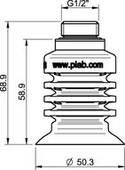 Przyssawka wielomieszkowa BL50-5, Silikon SIL 40°, G1/2", wysoki zew., bez filtra (S.BL50-5S40.G12MHF.00) (0122961) - Piab