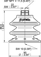 Przyssawka wielomieszkowa BXF90P, PU60°, 3/8" NPT wew., filtr siatkowy, (BXF90P.5Y.N49MR) (0207743) - Piab