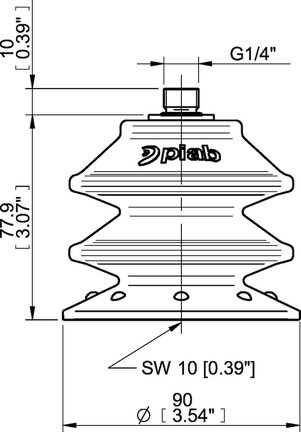 Przyssawka wielomieszkowa BXF90P, PU60°, G1/4" zew., filtr siatkowy, (BXF90P.5Y.G79MR) (0207745) - Piab