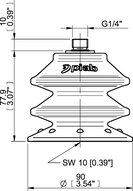 Przyssawka wielomieszkowa BXF90P, PU60°, G1/4" zew., filtr siatkowy, (BXF90P.5Y.G79MR) (0207745) - Piab