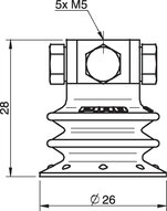 Przyssawka wielomieszkowa BX25P, PU30°/60°, 5xM5 wew., dysk filtr. (S.BX25P3060.M5M5F.02) (0109405) - Piab