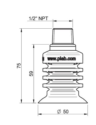 Przyssawka wielomieszkowa BL50-5, Silikon SIL 40°, FDA, NPT 1/2" wysoki zew., bez filtra (S.BL50-5SF40.NT12MHF.00) (9909656) - Piab