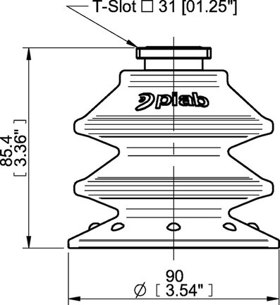 Przyssawka wielomieszkowa BXF90P, PU60°, T-slot, filtr siatkowy, (BXF90P.5Y.T2MR) (0207740) - Piab