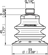 Przyssawka wielomieszkowa BX52P, PU60°, G1/4" zew., podwójny zawór przepływu (S.BX52P60.G14M.50) (0107385) - Piab