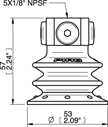 Przyssawka wielomieszkowa BX52P, PU60°, NPSF 5x1/8" wew., dysk filtr. (S.BX52P60.NS518F.02) (0107389) - Piab
