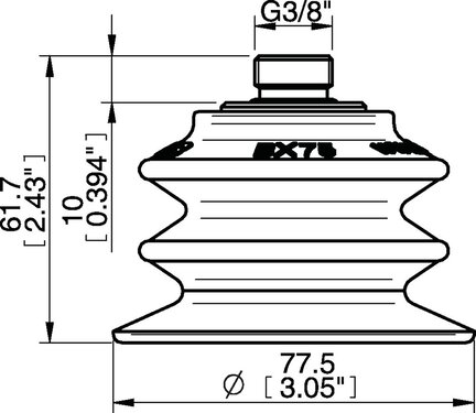 Przyssawka wielomieszkowa BX75P, PU60° z filtrem, G3/8" zew., (BX75P.5E.G40W.F) (0107149) - Piab