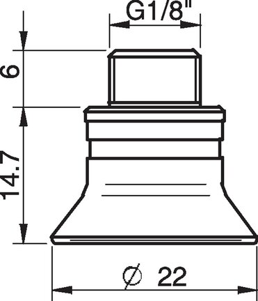 Przyssawka głęboka D20-2, Chloropren 50°, G1/8"/M5 wew., filtr siatkowy (S.D20-2CR50.G18MMM5F.01) (0101220) - Piab