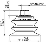 Przyssawka wielomieszkowa BX75P, PU60° z filtrem, 3/8" NPSF wew., (BX75P.5E.N40W.F) (0108795) - Piab