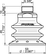 Przyssawka wielomieszkowa BX52P, PU30°/60°, G3/8" zew., podwójny zawór przepływu (S.BX52P3060.G38M.50) (0106740) - Piab