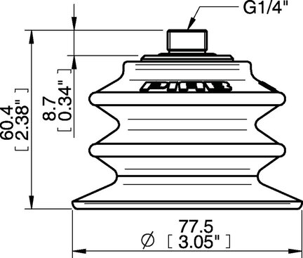 Przyssawka wielomieszkowa BX75P, PU30°/60° z filtrem, G1/4" zew., (BX75P.5K.G59.F) (0201073) - Piab