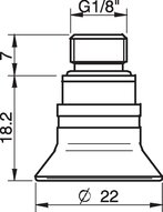 Przyssawka głęboka D20-2, Silikon SIL 50°, FDA, G1/8" zew., filtr siatkowy (S.D20-2SF50.G18M.01) (9909712) - Piab