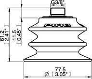 Przyssawka wielomieszkowa BX75P, PU30°/60° z filtrem, G3/8" zew. / 1/8" NPSF wew., (BX75P.4K.07UF.F) (0106606) - Piab