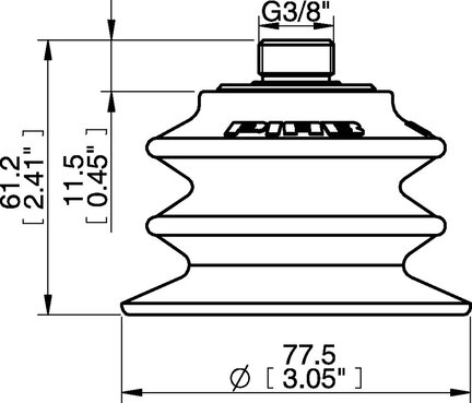 Przyssawka wielomieszkowa BX75P, PU30°/60°, G3/8" zew. / 1/8" NPSF wew., (BX75P.4K.07UF) (0106293) - Piab