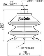 Przyssawka wielomieszkowa BX105P, PU60°, G3/8" wew., filtr siatkowy, (BXF105P.5Y.G70MR) (0209424) - Piab