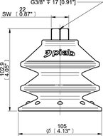 Przyssawka wielomieszkowa BX105P, PU60°, G3/8" wew. z tworzywa, (BXF105P.5Y.G44WC) (0209378) - Piab