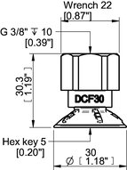 Przyssawka głęboka wklęsła DCF30P, PU60°, G3/8" wew., tworzywowy, (DCF30P.5Y.G85WC) (0210171) - Piab