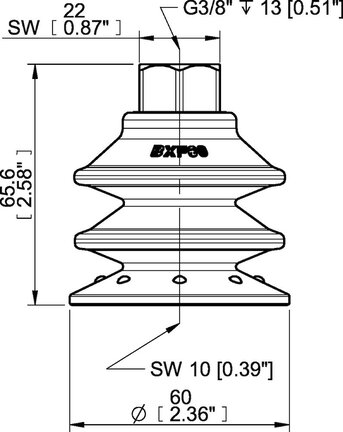Przyssawka wielomieszkowa BXF60P, PU60°, G3/8" wew., filtr siatkowy, (BXF60P.5Y.G70MR) (0207748) - Piab