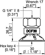 Przyssawka głęboka wklęsła DCF30P, PU60°, G1/4" wew., (DCF30P.5Y.G83W) (0210592) - Piab