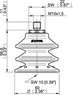 Przyssawka wielomieszkowa BXF60P, PU60°, M10×1,5 zew., filtr siatkowy, (BXF60P.5Y.M10MR) (0207753) - Piab