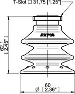 Przyssawka wielomieszkowa BXF60P, PU60°, T-slot, filtr siatkowy, (BXF60P.5Y.T2MR) (0207747) - Piab