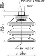 Przyssawka wielomieszkowa BXF75P, PU60°, zew. G3/8", filtr siatkowy, (BXF75P.5Y.G69MR) (0209310) - Piab