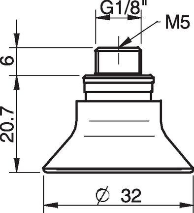 Przyssawka głęboka D30-2, Silikon SIL 50°, FDA, G1/8"/M5 wew., filtr siatkowy (S.D30-2SF50.G18MMM5F.01) (9909715) - Piab