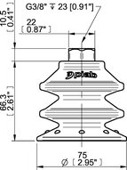 Przyssawka wielomieszkowa BXF75P, PU60°, G3/8" wew. z tworzywa, (BXF75P.5Y.G68WC) (0209307) - Piab